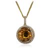 Image 2 : 14KT Yellow Gold 4.04ct Quartz and Diamond Pendant With Chain