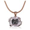 Image 2 : 14KT Rose Gold GIA Certified 38.99ct Kunzite and Diamond Pendant With Chain