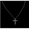 Image 1 : 14KT White Gold 0.93ctw Diamond Cross Pendant With Chain