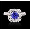 Image 1 : 14KT White Gold 1.41ct Tanzanite and Diamond Ring