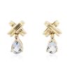 Image 1 : 10KT Yellow Gold 1.00ctw Aquamarine and Diamond Earrings