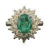 Image 1 : 14KT Yellow Gold 1.84ct Emerald and Diamond Ring