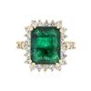 Image 1 : 14KT Yellow Gold 5.16ct Emerald and Diamond Ring