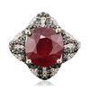 Image 1 : 14KT White Gold 6.87ct Ruby and Diamond Ring