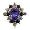 Image 1 : 14KT Yellow Gold 3.36ct Tanzanite, Sapphire and Diamond Ring