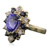 Image 2 : 14KT Yellow Gold 3.36ct Tanzanite, Sapphire and Diamond Ring