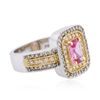 Image 2 : 14KT Two-Tone Gold 1.18ct Pink Sapphire and Diamond Ring