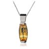 Image 2 : 14KT White Gold 9.77ct Topaz and Diamond Pendant With Chain