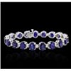 Image 1 : 14KT White Gold 31.32ctw Corundum and Diamond Bracelet
