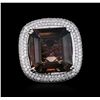 Image 1 : 14KT White Gold 28.73ct Tourmaline and Diamond Ring