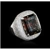 Image 2 : 14KT White Gold 28.73ct Tourmaline and Diamond Ring