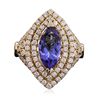 Image 1 : 14KT Yellow Gold 2.45ct Tanzanite and Diamond Ring