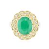 Image 1 : 14KT Yellow Gold 4.10ct Emerald and Diamond Ring
