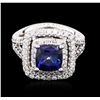 Image 1 : 14KT White Gold 2.72ct Sapphire and Diamond Ring