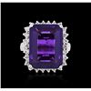 Image 1 : 14KT White Gold 9.12ct Amethyst and Diamond Ring