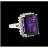 Image 2 : 14KT White Gold 9.12ct Amethyst and Diamond Ring