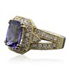 Image 2 : 14KT Yellow Gold 3.68ct Tanzanite and Diamond Ring
