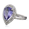 Image 2 : 14KT White Gold 3.01ct Tanzanite and Diamond Ring