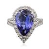 Image 1 : 14KT White Gold 6.62ct Tanzanite and Diamond Ring