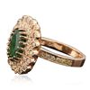 Image 2 : 14KT Rose Gold 2.98ct Emerald and Diamond Ring