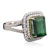 Image 2 : 14KT Two-Tone Gold 4.90ct Emerald and Diamond Ring