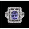 Image 1 : 14KT White Gold 2.19ct Tanzanite and Diamond Ring