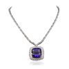 Image 1 : 18KT White Gold 68.80ct GIA Certified Tanzanite and Diamond Pendant With Chain