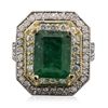 Image 1 : 14KT Two-Tone 3.67ct Emerald and Diamond Ring