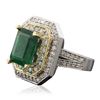 Image 2 : 14KT Two-Tone 3.67ct Emerald and Diamond Ring