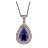 Image 1 : 14KT White Gold 3.34ct Tanzanite and Diamond Pendant With Chain