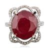 Image 1 : 14KT White Gold 10.68ct Ruby and Diamond Ring