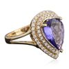 Image 2 : 14KT Yellow Gold 3.24ct Tanzanite and Diamond Ring