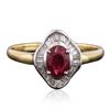 Image 1 : 14KT Two-Tone Gold 0.96ct Ruby and Diamond Ring