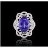 Image 1 : 18KT White Gold 7.61ct Tanzanite and Diamond Ring