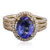 Image 1 : 14KT Yellow Gold 2.60ct Tanzanite and Diamond Ring