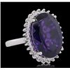 Image 2 : 14KT White Gold 11.10ct Amethyst and Diamond Ring