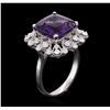 Image 3 : 14KT White Gold 5.31ct Amethyst and Diamond Ring