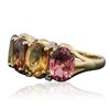 Image 2 : 10KT Yellow Gold 4.97ctw Multi Color Tourmaline and Diamond Ring