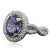 Image 2 : 14KT White Gold 3.21ct Tanzanite and Diamond Ring