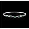 Image 1 : 14KT White Gold 1.75ctw Emerald and Diamond Bangle Bracelet