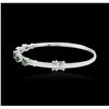 Image 2 : 14KT White Gold 1.75ctw Emerald and Diamond Bangle Bracelet