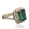 Image 2 : 14KT Yellow Gold 5.24ct Emerald and Diamond Ring