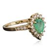 Image 2 : 14KT Yellow Gold 0.90ct Emerald and Diamond Ring