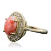 Image 2 : 14KT Yellow Gold 3.16ct Coral and Diamond Ring