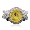 Image 1 : 18KT White Gold 4.31ct Yellow Sapphire and Diamond Ring