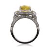 Image 3 : 18KT White Gold 4.31ct Yellow Sapphire and Diamond Ring