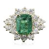 Image 1 : 14KT Yellow Gold 3.01ct Emerald and Diamond Ring