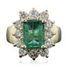 Image 1 : 14KT Yellow Gold 1.95ct Emerald and Diamond Ring