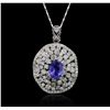 Image 2 : 14KT White Gold 2.27ct Tanzanite and Diamond Pendant With Chain