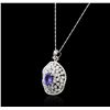 Image 3 : 14KT White Gold 2.27ct Tanzanite and Diamond Pendant With Chain